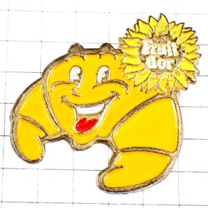 ピンバッジ・クロワッサンとひまわり向日葵の花 FRUIT-DOR CROISSANT SUNFLOWER MARGARINE FRANCE ピンバッジ・クロワッサンとひまわり向日葵の花 FRUIT-DOR CROISSANT SUNFLOWER MARGARINE FRANCE