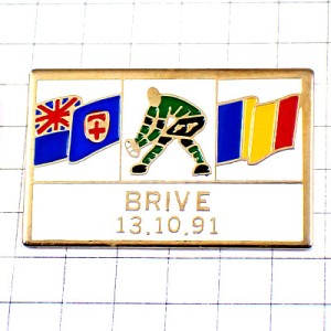 ピンバッジ・ラグビーワールドカップ大会1991年ルーマニアとフィジー国旗 WORLD-CUP-1991 FRANCE BRIVE ROMANIA FIJI FLAG RWC