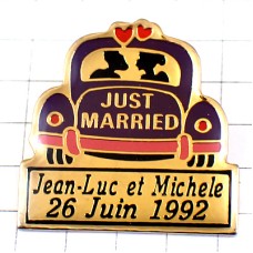 ピンバッジ・新婚カップル車ハネムーン結婚 JUST-MARRIED