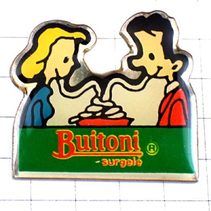 ピンバッジ・ブイトーニ二人で一皿のスパゲティ BUITONI HUMOUR SPAGUETTI