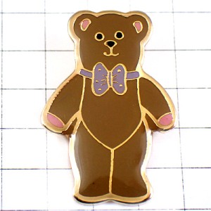 ピンバッジ・クマ熊のぬいぐるみ蝶ネクタイのテディベア