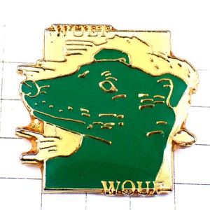 ピンバッジ・ワンワン緑色の犬イヌ