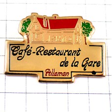 ピンバッジ・赤い屋根の駅舎カフェレストラン ALLAMAN CAFE-RESTAURANT FRANCE ピンバッジ・赤い屋根の駅舎カフェレストラン ALLAMAN CAFE-RESTAURANT FRANCE