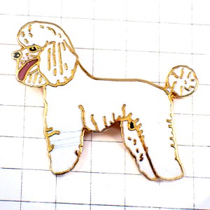 ピンバッジ・白いプードル犬イヌ CANICHE
