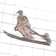 ピンバッジ・スキーヤー銀色シルバー ピンバッジ・スキーヤー銀色シルバー