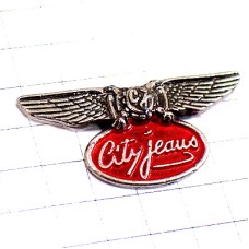 ピンバッジ・ジーンズ翼のマーク洋服シルバー銀色 CITY-JEANS JEANS EAGLE PEWTER WING