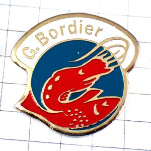 ピンバッジ・海老と魚エビ魚介類料理シーフード