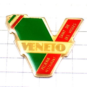 ピンバッジ・アルファベットＶイタリア国旗色ピザ屋さん