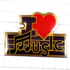 ピンバッジ・アイラブ音楽ミュージック大好きハート音符のＭ楽譜 I-LOVE-MUSIC