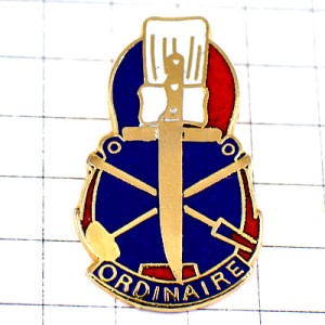 ピンバッジ・シェフ料理人の帽子や包丁コックさん道具 ORDINAIRE FRENCH-ARMY FRANCE