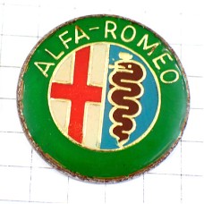 ピンバッジ・アルファロメオ蛇ヘビと十字ロゴ車エンブレム緑色 ALFA-ROMEO ITALIA ITALY ピンバッジ・アルファロメオ蛇ヘビと十字ロゴ車エンブレム緑色 ALFA-ROMEO ITALIA ITALY
