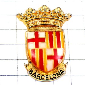 ピンバッジ・バルセロナの紋章ゴールド金色スペイン王冠 BARCELONA SPAIN