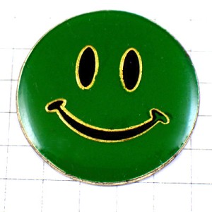 ピンバッジ・ニコちゃんマーク笑顔グリーン緑色 GREEN SMILEY