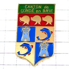 お買得ピンバッジ・ピンズ・イルカとお城の塔の紋章 CONDE FRANCE お買得ピンバッジ・ピンズ・イルカとお城の塔の紋章 CONDE FRANCE