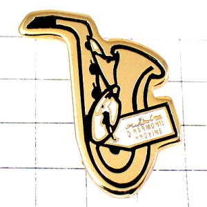 ピンバッジ・サックス金色ゴールド楽器サクソフォン音楽ミュージック