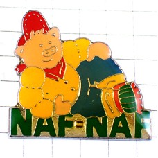 ピンバッジ・赤い帽子ブタ豚ナフナフ