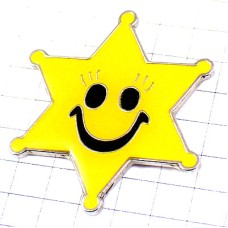 ピンバッジ・星型のニコちゃんマーク黄色スター STAR SMILEY ピンバッジ・星型のニコちゃんマーク黄色スター STAR SMILEY
