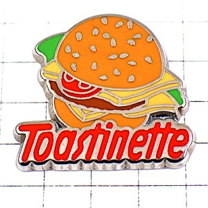 ピンバッジ・ハンバーガーチーズやトマト野菜 HAMBURGER TOASTINETTE FRANCE