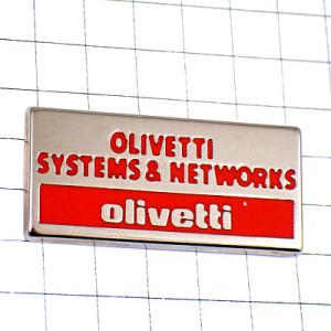 ピンバッジ・オリベッティ社タイプライター銀色と赤い四角 OLIVETTI ITALIA ITALY