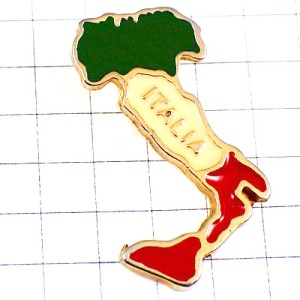 ピンバッジ・イタリア地図型３色国旗色 ITALIA ITALY MAP FLAG