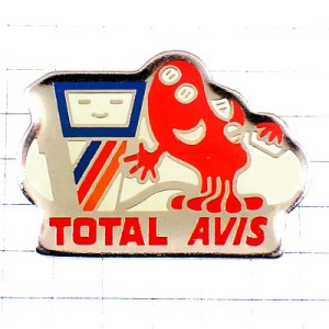 ピンバッジ・トータル石油の給油機と赤い液体くん TOTAL AVIS FRANCE