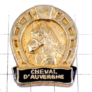 ピンバッジ・金色の馬と蹄鉄ゴールド幸運のアイテム
