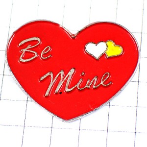 ピンバッジ・私のものでいてバレンタイン赤ハート型 VALENTINES HEART BE-MINE