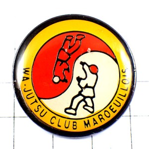 ピンバッジ・和術カタナ袴の武道家はかま太陽タオイズム太極マーク WA-JUTSU