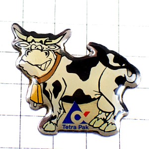 ピンバッジ・ホルスタイン牛テトラパック乳牛ベル鈴