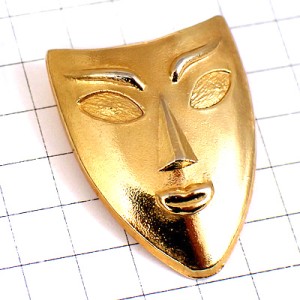 ピンバッジ・金色のマスク仮面ゴールド