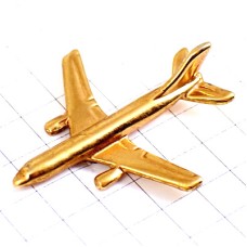 ピンバッジ・飛行機ゴールド金色旅客機立体型
