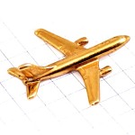 ピンバッジ・飛行機ゴールド金色旅客機立体型