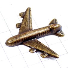ピンバッジ・飛行機ブロンズ色旅客機立体型
