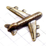 ピンバッジ・飛行機ブロンズ色旅客機立体型