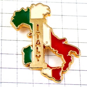ピンバッジ・イタリア地図型３色国旗色 ITALIA ITALY MAP FLAG