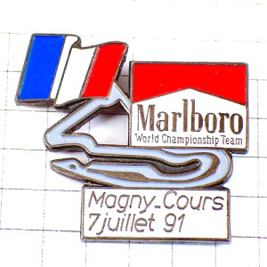 ピンバッジ・Ｆ１マニクールのサーキット車フランス国旗マルボロ煙草タバコ CIRCUIT MAGNY-COURS FLAG FRANCE