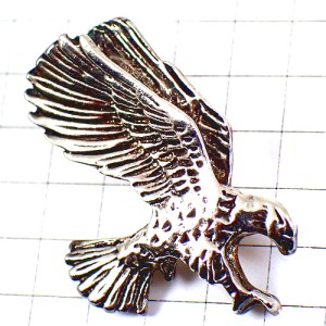 ピンバッジ・鷲イーグル銀色シルバーわし鳥ピューター製