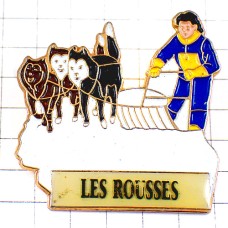 ピンバッジ・シベリアンハスキー犬ぞりHUSKY LES-ROUSSES TRAINEAU FRANCE ピンバッジ・シベリアンハスキー犬ぞりHUSKY LES-ROUSSES TRAINEAU FRANCE