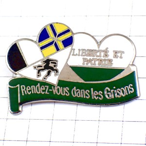 ピンバッジ・ハート型グラウビュンデン州スイス紋章 ピンバッジ・ハート型グラウビュンデン州スイス紋章