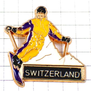 ピンバッジ・スキー雪山アルプス山脈スイスURFING ALPS SWISS SWITZERLAND