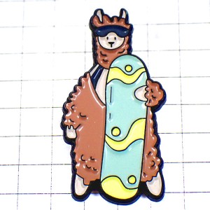 ピンバッジ・スノボ板スノーボード動物アルパカ