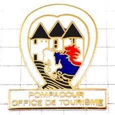 ピンバッジ・白青赤のウマ馬ポンパドゥール旅行案内所 POMPADOUR FRANCE