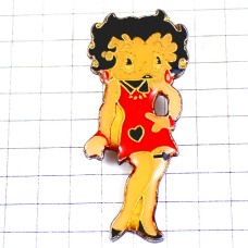 ピンバッジ・黒襟の赤いドレス漫画ベティちゃんベティブープ黒いハート模様 BETTY-BOOP ピンバッジ・黒襟の赤いドレス漫画ベティちゃんベティブープ黒いハート模様 BETTY-BOOP