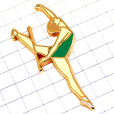 ピンバッジ・バトントワリング緑色のレオタード踊りダンス女の子