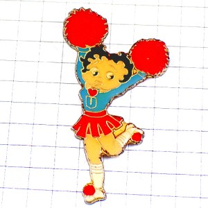 ピンバッジ・チアリーダーのベティちゃんベティブープ赤いポンポン漫画アニメ BETTY-BOOP