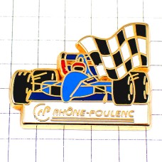 ピンバッジ・F1レース青い車チェッカーフラッグ旗 RENAULT FRANCE