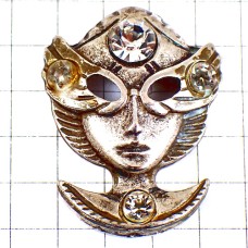 ピンバッジ・ラインストーンのマスク仮面ベニスのカーニバル祭ヴェネツィア伊イタリア銀色シルバー VENEZIA ITALIA ITALY