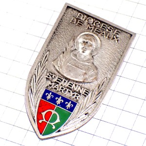 ブローチ・カトリック聖人殉教者３つの百合の紋章シルバー銀色 ST-ETIENNE MEAUX DIOCESE FRANCE