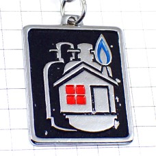 キーホルダー・ガスの炎プロパンのボトルと家