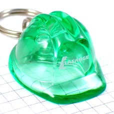 キーホルダー・透明なヘルメット緑色グリーン建築現場